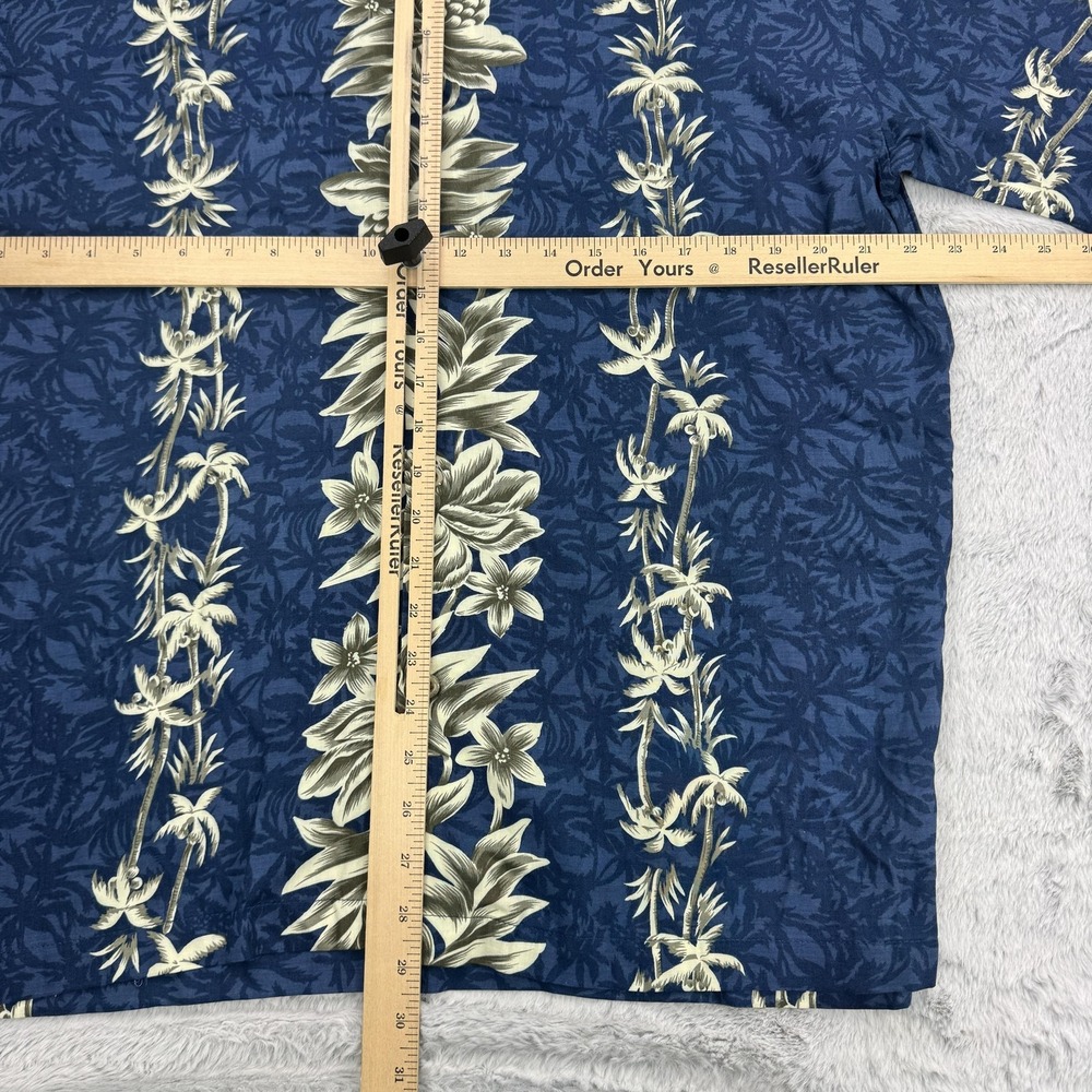 Bamboo Cay Shirt Mens Small Blue Hawaiian Rayon Floral Palm Tree Aloha Tropical - Picture 5 of 6